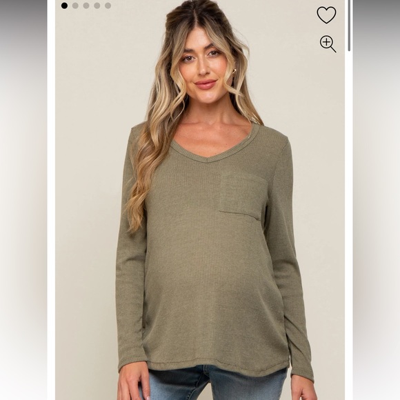 Pink Blush Olive Long Sleeve Maternity Top - Picture 1 of 5